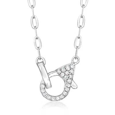 Rs Pure By Ross-simons Sterling Silver Paper Clip Link Necklace With Diamond Lobster Clasp In Multi