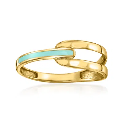 Rs Pure By Ross-simons Turquoise Enamel Interlocking Ring In 10kt Yellow Gold In Transparent