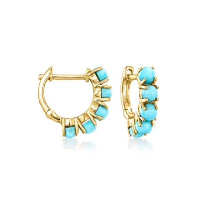 Rs Pure By Ross-simons Turquoise Hoop Earrings In 14kt Yellow Gold In Multi