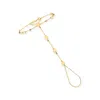 Rs Pure Ross-simons 14kt Yellow Gold Disc Station Hand Chain Bracelet In Multi