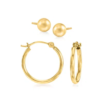 Rs Pure Ross-simons 14kt Yellow Gold Jewelry Set: Stud And Hoop Earrings