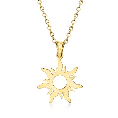 Rs Pure Ross-simons 14kt Yellow Gold Sun Pendant Necklace In Multi