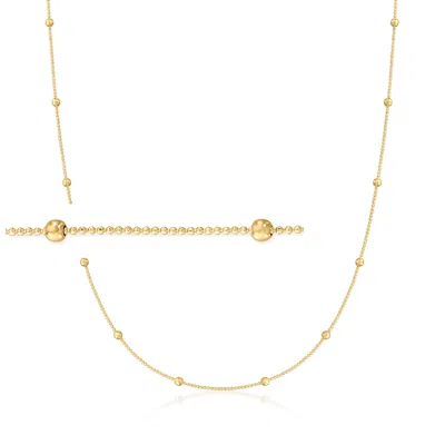 Rs Pure Ross-simons 2mm 14kt Yellow Gold Bead Station Necklace In Multi