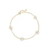 Rs Pure Ross-simons 3-3.5mm Cultured Pearl Flower Station Anklet In 14kt Yellow Gold In Multi