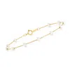 Rs Pure Ross-simons 3-3.5mm Cultured Pearl Station Bracelet In 14kt Yellow Gold In Multi