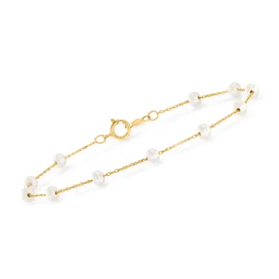 Rs Pure Ross-simons 3-3.5mm Cultured Pearl Station Bracelet In 14kt Yellow Gold In Multi