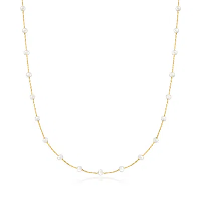 Rs Pure Ross-simons 3-3.5mm Cultured Pearl Station Necklace In 14kt Yellow Gold In Multi