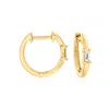 Rs Pure Ross-simons Baguette Diamond-accented Huggie Hoop Earrings In 14kt Yellow Gold In White