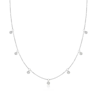 Rs Pure Ross-simons Bezel-set Diamond Dangle Necklace In Sterling Silver In Multi
