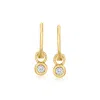 Rs Pure Ross-simons Bezel-set Diamond Hoop Drop Earrings In 14kt Yellow Gold In White