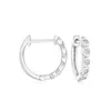 Rs Pure Ross-simons Bezel-set Diamond Huggie Hoop Earrings In Sterling Silver In White