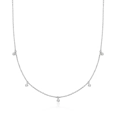 Rs Pure Ross-simons Diamond Drop Station Necklace In Sterling Silver In Multi