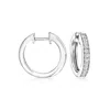 Rs Pure Ross-simons Diamond Hoop Earrings With Beaded Edge In Sterling Silver In White