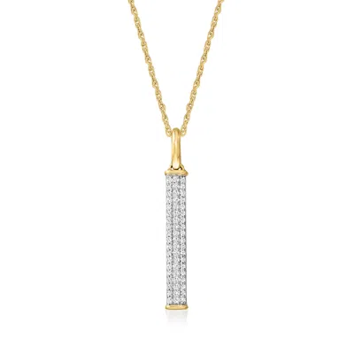 Rs Pure Ross-simons Diamond Linear Bar Pendant Necklace In 14kt Yellow Gold