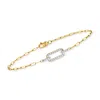 Rs Pure Ross-simons Diamond Paper Clip Link Bracelet In 14kt Yellow Gold In Multi