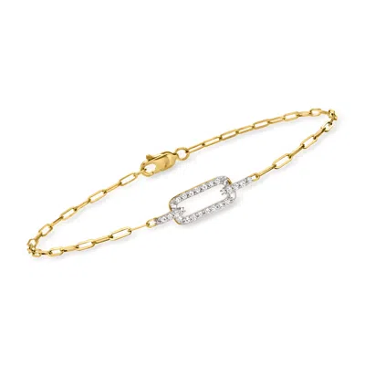 Rs Pure Ross-simons Diamond Paper Clip Link Bracelet In 14kt Yellow Gold In Multi