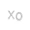 Rs Pure Ross-simons Diamond Xo Mismatched Earrings In Sterling Silver In White