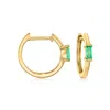 Rs Pure Ross-simons Emerald Huggie Hoop Earrings In 14kt Yellow Gold In Green