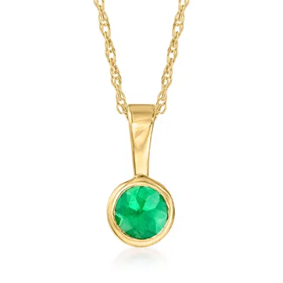 Rs Pure Ross-simons Emerald Pendant Necklace In 14kt Yellow Gold In Multi