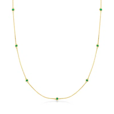 Rs Pure Ross-simons Emerald Station Necklace In 14kt Yellow Gold In Multi