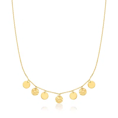 Rs Pure Ross-simons Italian 14kt Yellow Gold Disc Charm Necklace In Multi