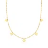 Rs Pure Ross-simons Italian 14kt Yellow Gold Heart Charm Paper Clip Link Necklace In Multi