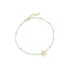 Rs Pure Ross-simons Italian 14kt Yellow Gold Starfish And Blue Enamel Station Anklet In Multi