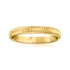 Rs Pure Ross-simons Italian 14kt Yellow Gold Textured Ring In Yellow
