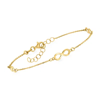 Rs Pure Ross-simons Italian 14kt Yellow Gold Triple Infinity Station Bracelet In Multi