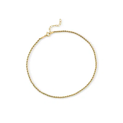 Rs Pure Ross-simons Italian 1.6mm 14kt Yellow Gold Rope Chain Anklet In Multi