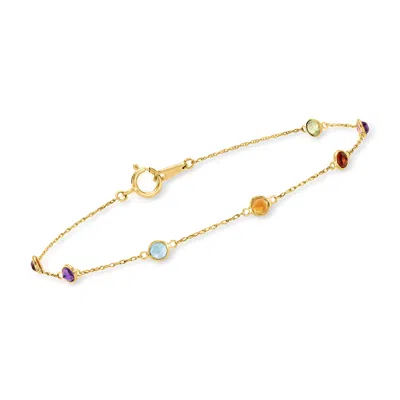 Rs Pure Ross-simons Multi-gemstone Station Bracelet In 14kt Yellow Gold