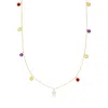 Rs Pure Ross-simons Multi-stone Station Necklace In 14kt Yellow Gold In Multi