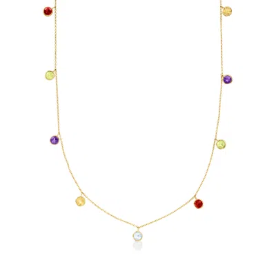 Rs Pure Ross-simons Multi-stone Station Necklace In 14kt Yellow Gold