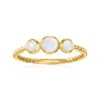 Rs Pure Ross-simons Opal 3-stone Ring In 14kt Yellow Gold In White