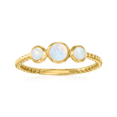 Rs Pure Ross-simons Opal 3-stone Ring In 14kt Yellow Gold In White