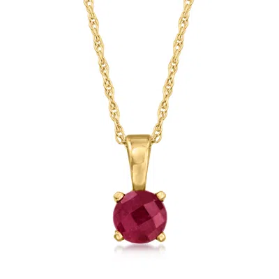 Rs Pure Ross-simons Ruby Pendant Necklace In 14kt Yellow Gold In Multi