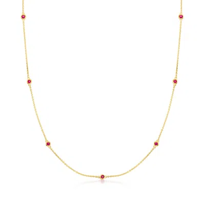 Rs Pure Ross-simons Ruby Station Necklace In 14kt Yellow Gold In Multi