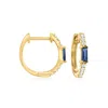 Rs Pure Ross-simons Sapphire And . Diamond Huggie Hoop Earrings In 14kt Yellow Gold In Blue