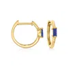 Rs Pure Ross-simons Sapphire Huggie Hoop Earrings In 14kt Yellow Gold In Blue