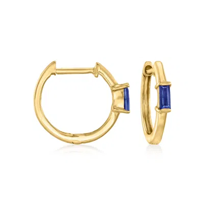 Rs Pure Ross-simons Sapphire Huggie Hoop Earrings In 14kt Yellow Gold In Blue