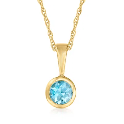 Rs Pure Ross-simons Swiss Blue Topaz Pendant Necklace In 14kt Yellow Gold. 16 Inches In Multi