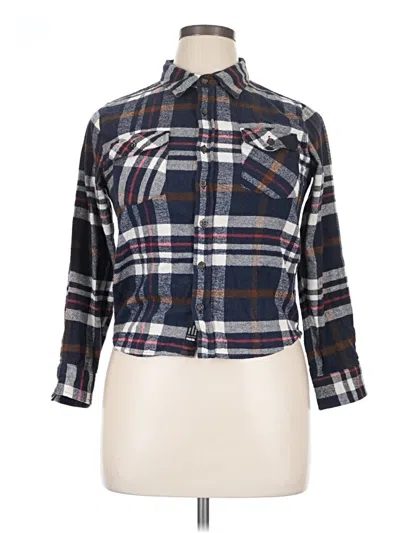 Pre-owned Rsq 3/4 Sleeve Button Down Shirt In Blue