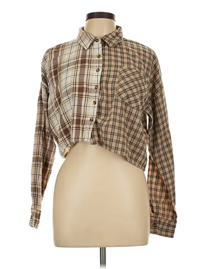 Pre-owned Rsq Long Sleeve Blouse In Brown