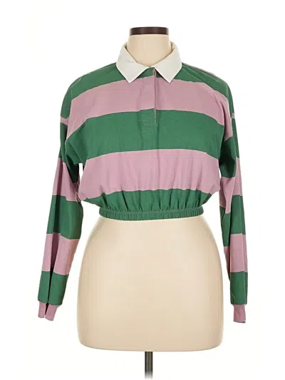 Pre-owned Rsq Long Sleeve Blouse In Green