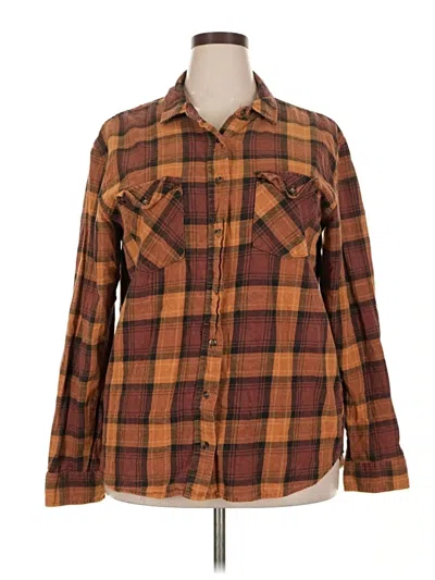 Pre-owned Rsq Long Sleeve Button Down Shirt In Brown