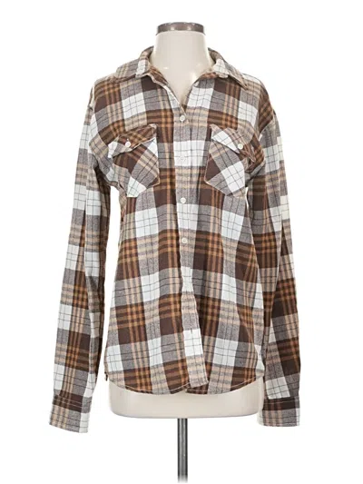 Pre-owned Rsq Long Sleeve Button Down Shirt In Brown
