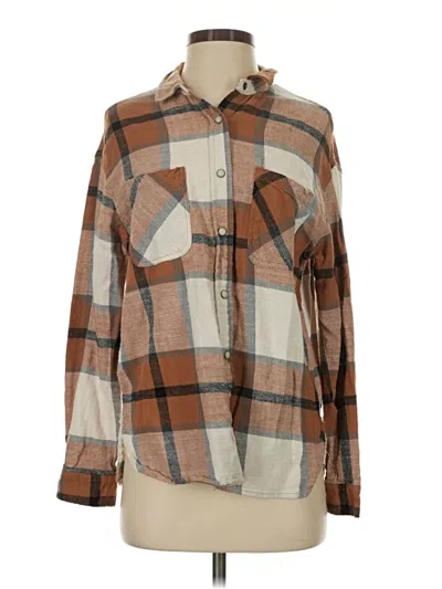 Pre-owned Rsq Long Sleeve Button Down Shirt In Brown