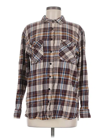 Pre-owned Rsq Long Sleeve Button Down Shirt In Brown