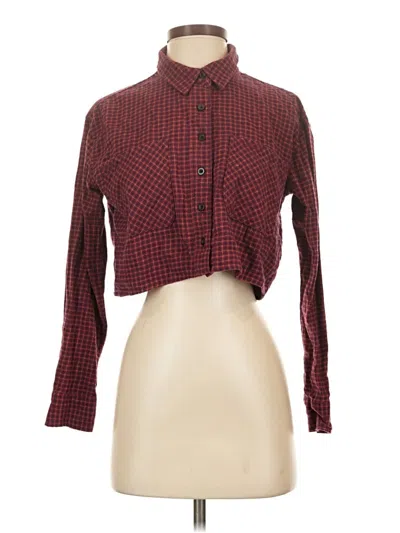 Pre-owned Rsq Long Sleeve Button Down Shirt In Burgundy
