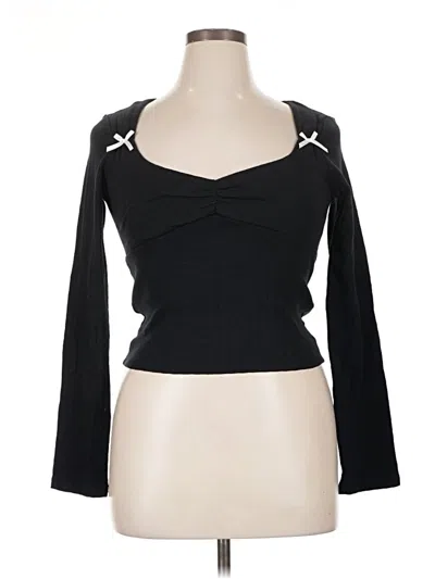 Pre-owned Rsq Long Sleeve Top Black Sweetheart Neckline Tops
